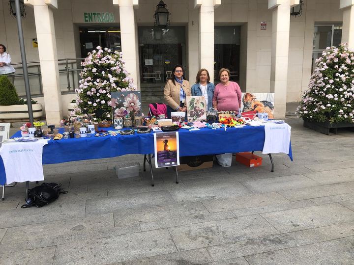 Mesa informativa de ALUFI en Plaza Nueva durante el Día de la Fibromialgia 2026